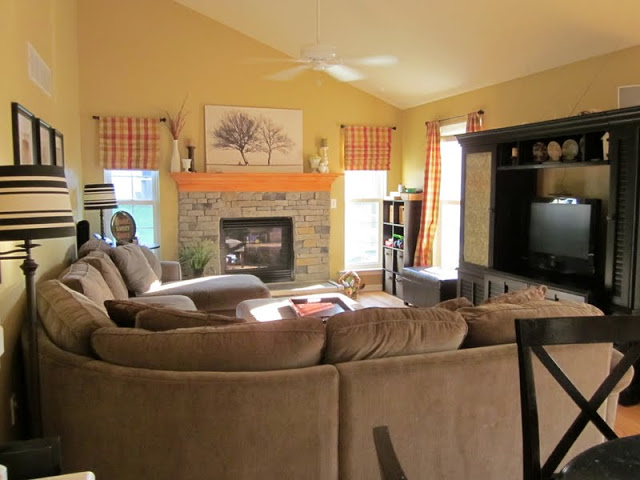 Faux Roman Shades in Family Room