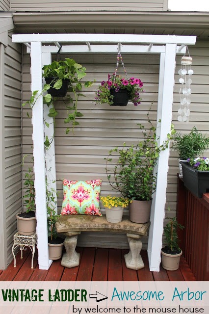Vintage Ladder to Awesome Arbor - welcometothemousehouse.com